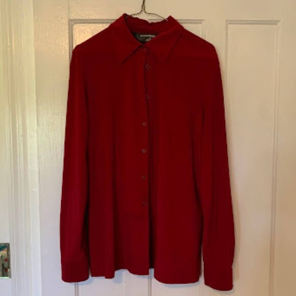 Norma Kamali Red Button Down Shirt - Picture 1 of 2
